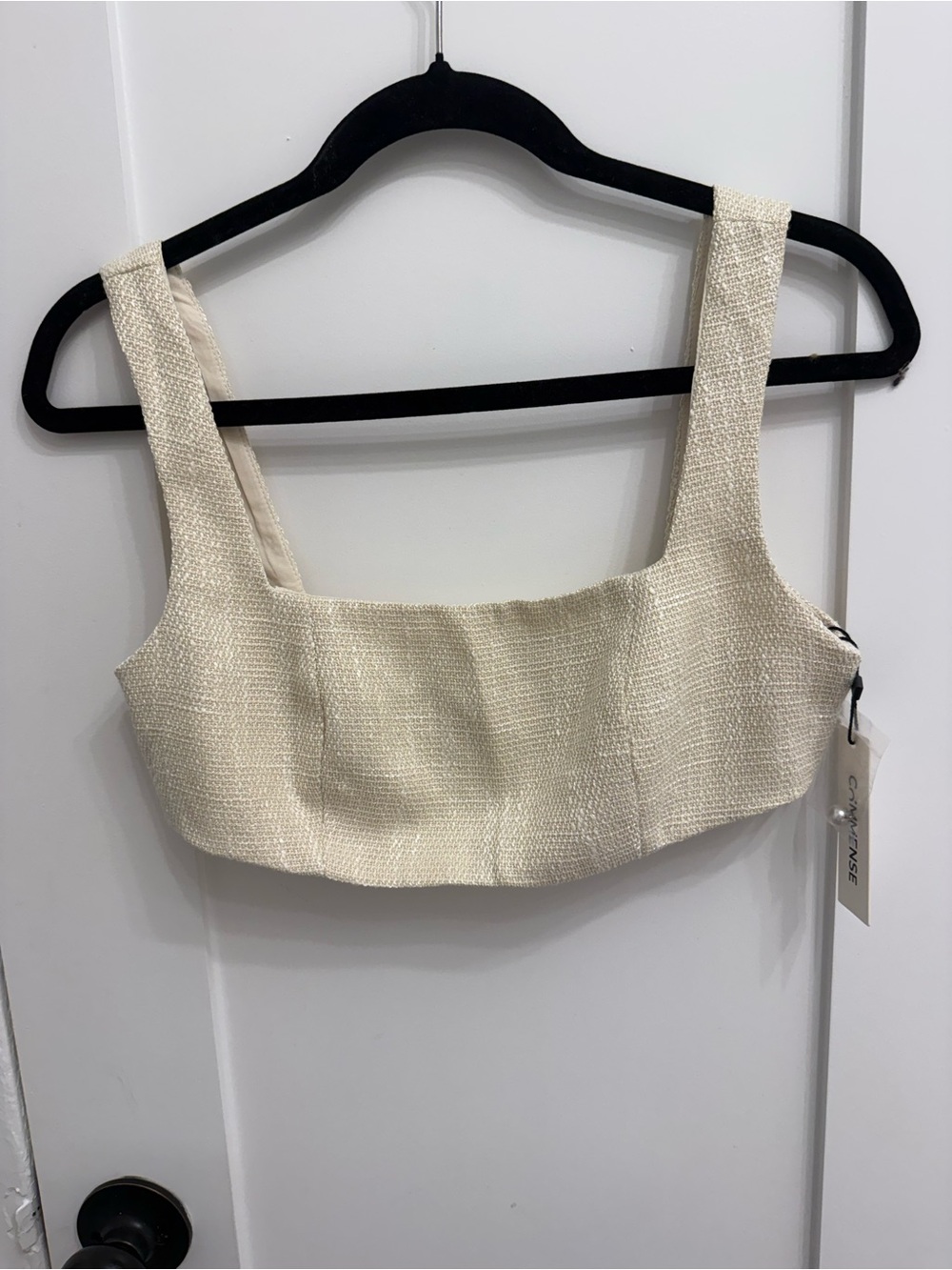 Commense Cream Cropped Square-Neck Tank